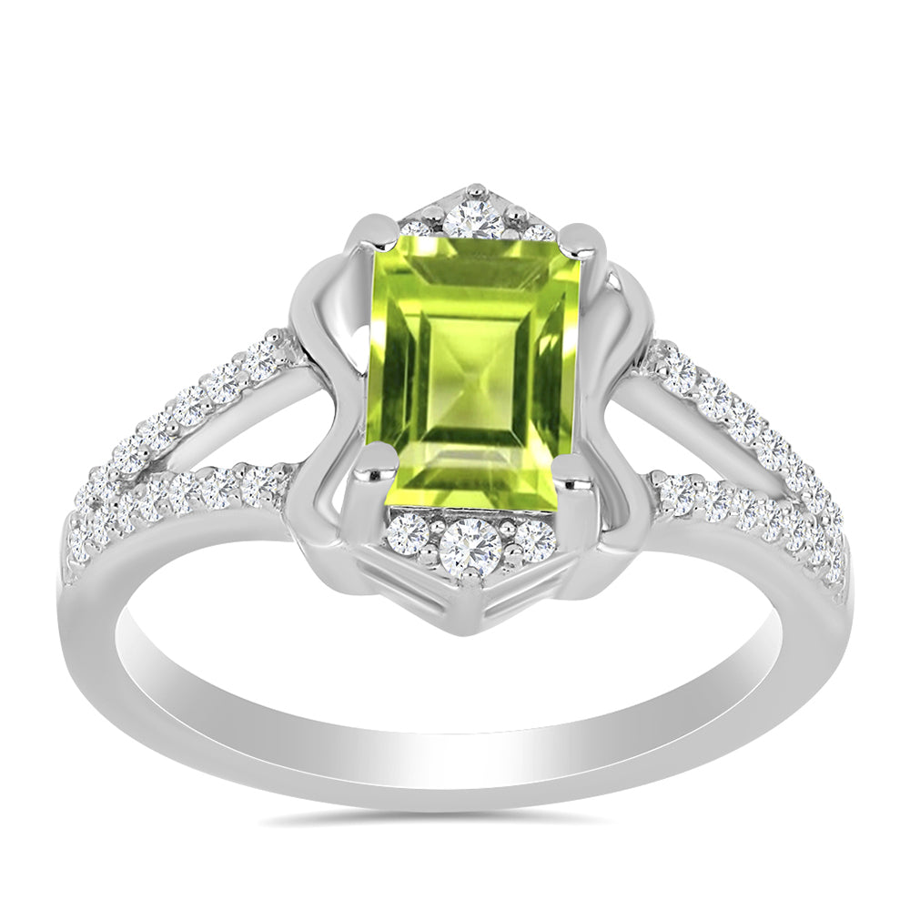 Silberring mit Peridot aus Changbai und weißem Topas 3 