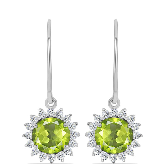 Silberohrringe mit Peridot aus Changbai und weißem Topas
