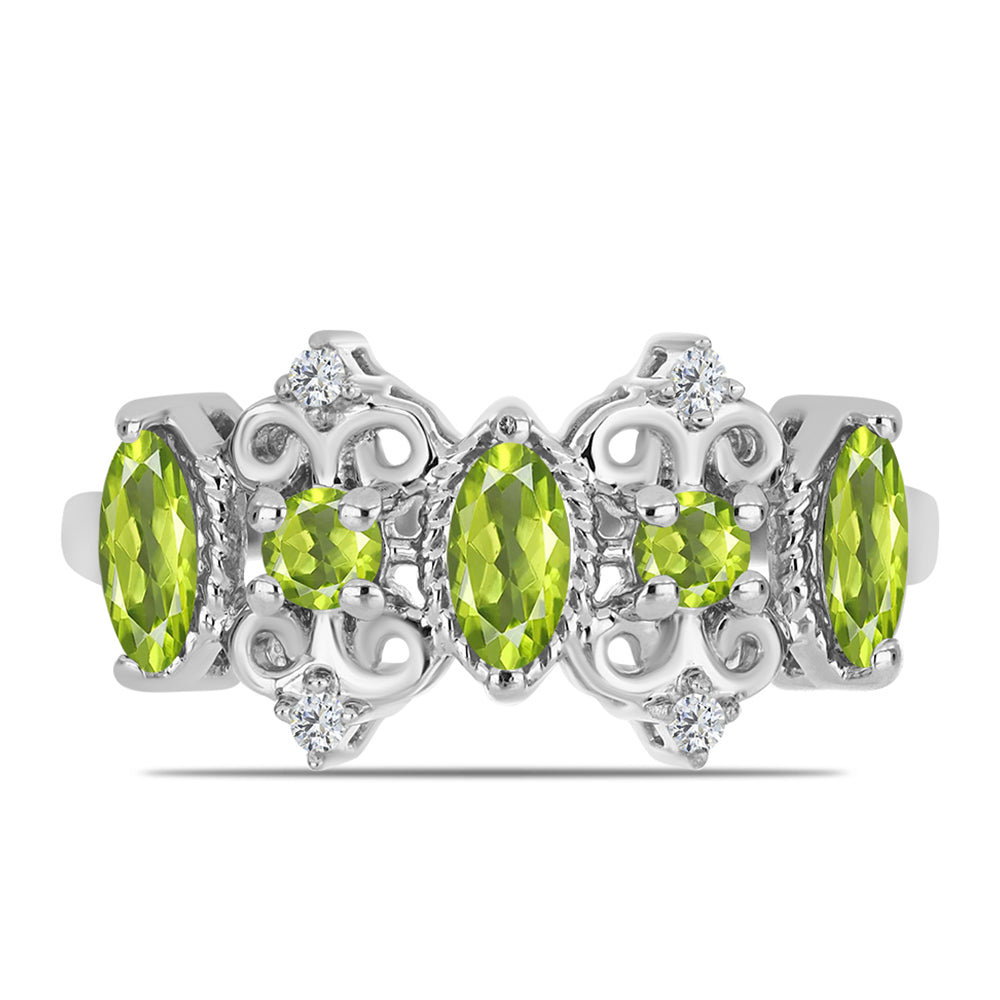 Silberring mit Peridot aus Changbai und weißem Topas 5 