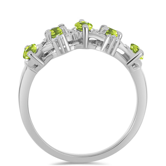 Silberring mit Peridot aus Changbai und weißem Topas