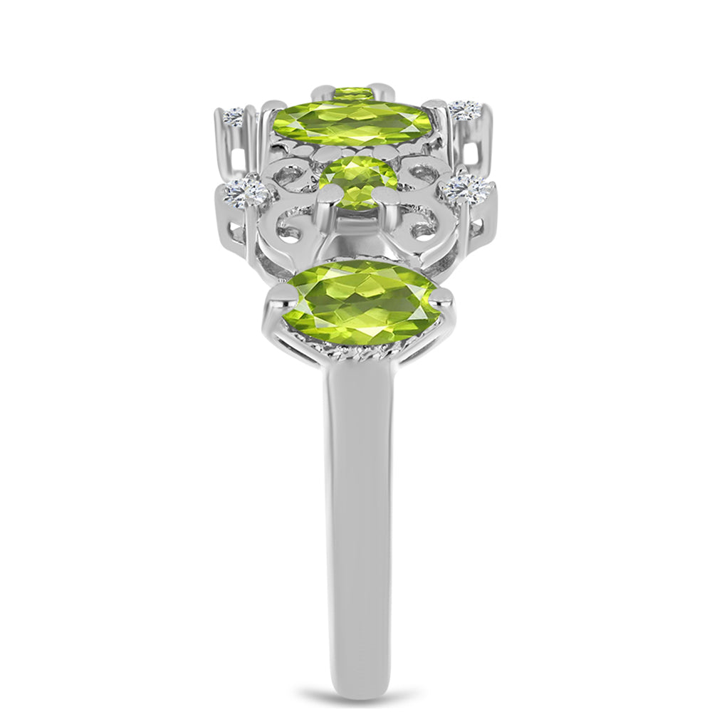 Silberring mit Peridot aus Changbai und weißem Topas 4 