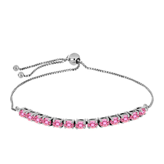 Silberarmband mit rosafarbenem Turmalin aus Pelmadulla