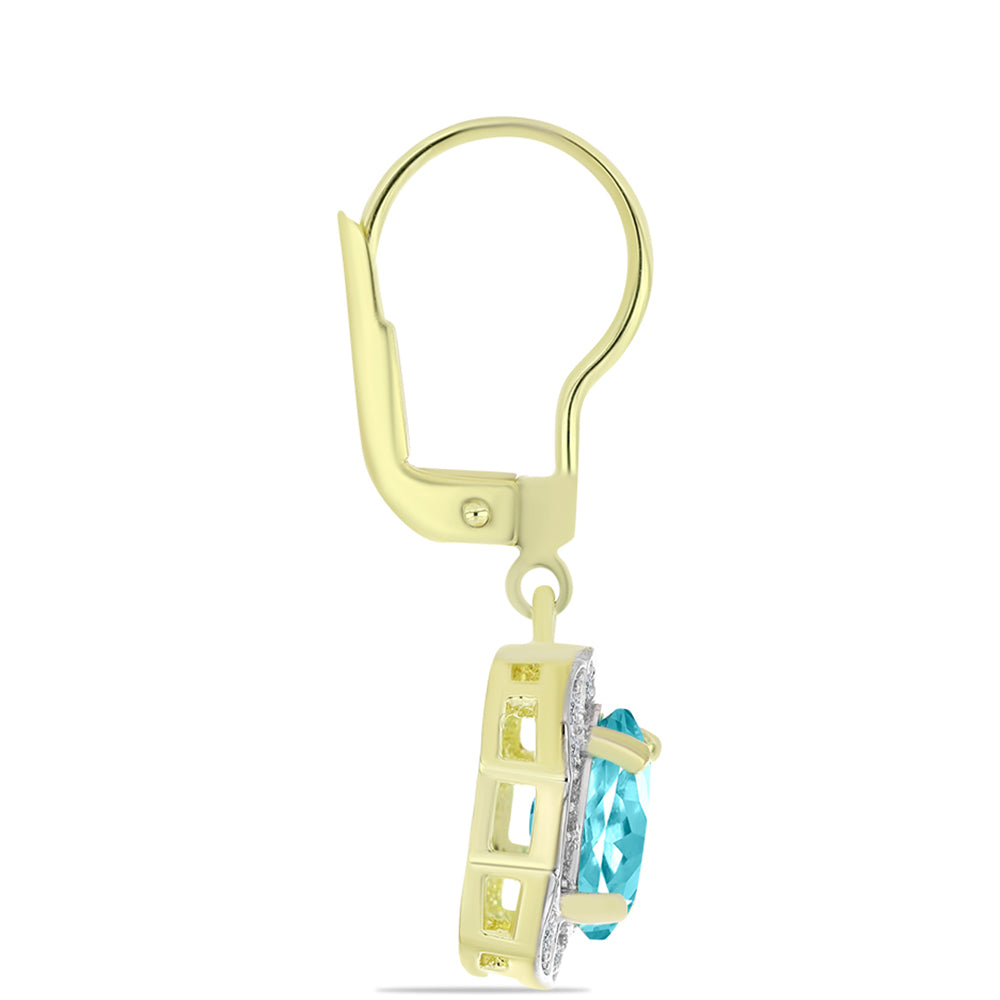 Goldplattierte Silberohrringe mit Paraiba Quarz und weißem Topas 2 