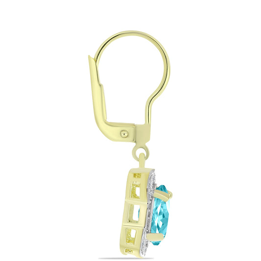 Goldplattierte Silberohrringe mit Paraiba Quarz und weißem Topas