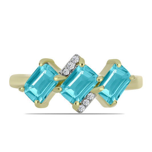 Goldplattierter Silberring mit Paraiba Quarz und weißem Topas