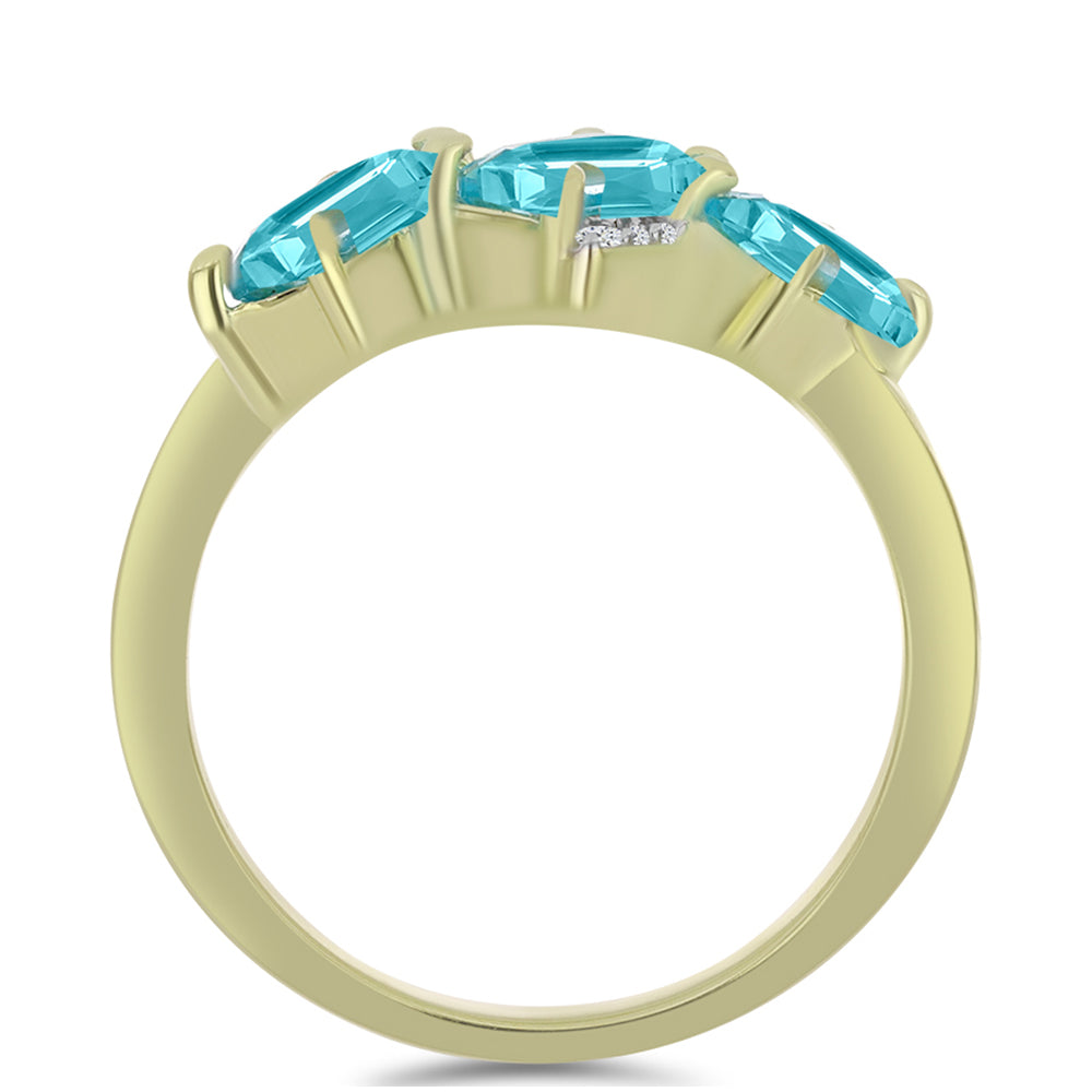 Goldplattierter Silberring mit Paraiba Quarz und weißem Topas 2 