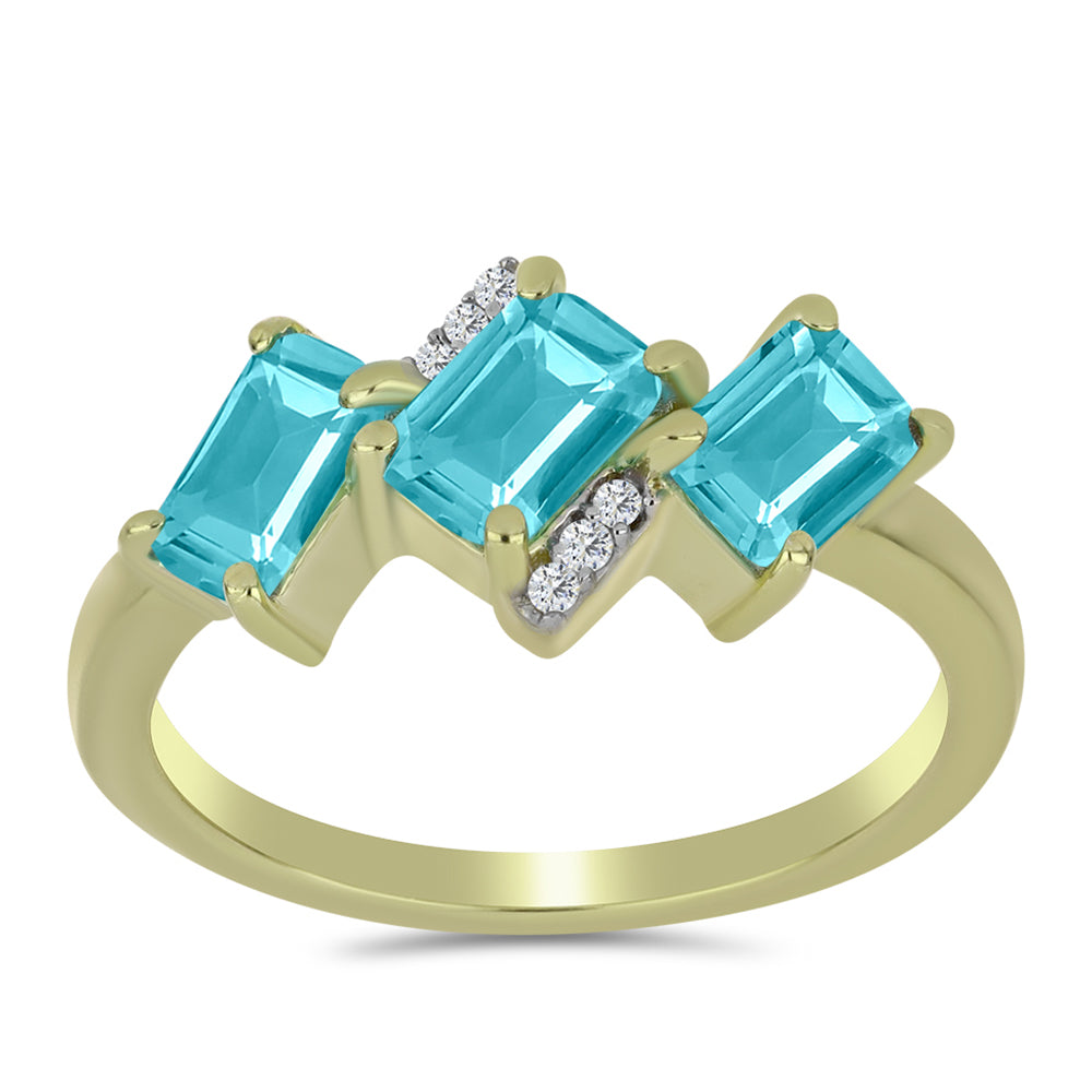 Goldplattierter Silberring mit Paraiba Quarz und weißem Topas