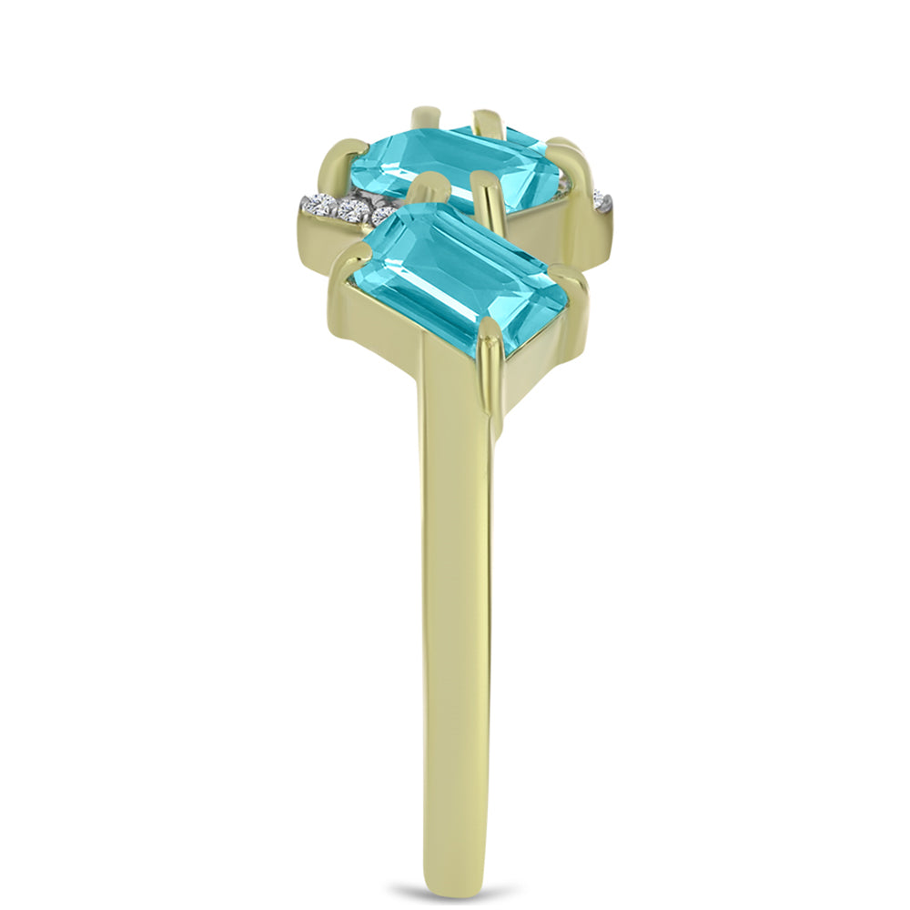 Goldplattierter Silberring mit Paraiba Quarz und weißem Topas 4 