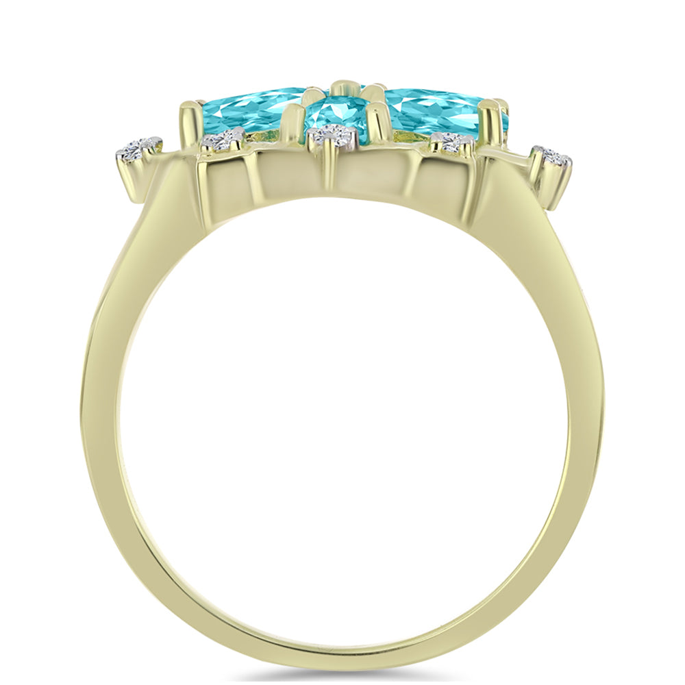 Goldplattierter Silberring mit Paraiba Quarz und weißem Topas