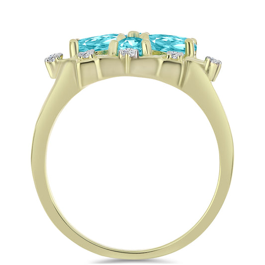 Goldplattierter Silberring mit Paraiba Quarz und weißem Topas