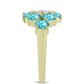 Goldplattierter Silberring mit Paraiba Quarz und weißem Topas
