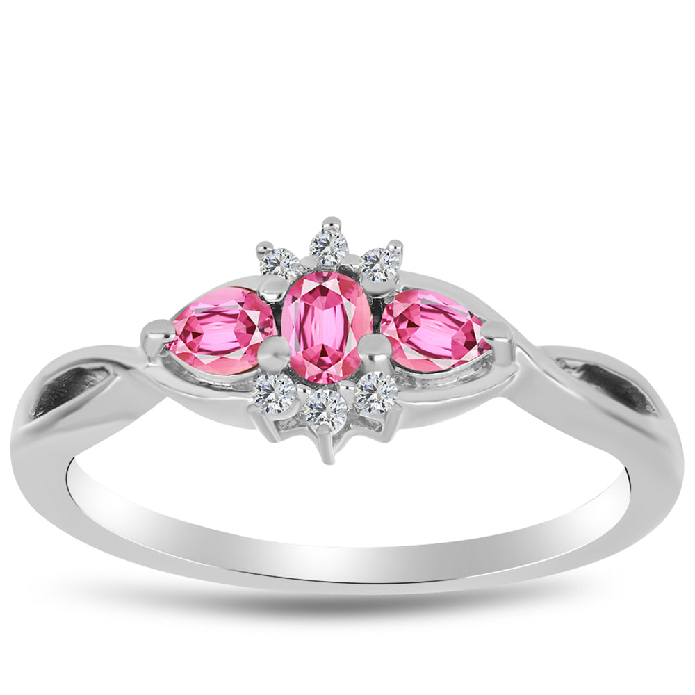 Silberring mit rosafarbenem Turmalin aus Pelmadulla und weißem Topas 3 