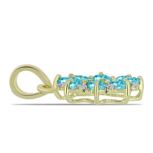 Goldplattierter Silberanhänger mit Paraiba Quarz und weißem Topas