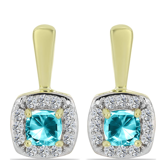 Goldplattierte Silberohrringe mit Paraiba Quarz und weißem Topas