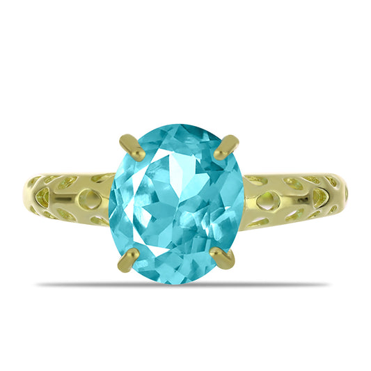Goldplattierter Silberring mit Paraiba Quarz