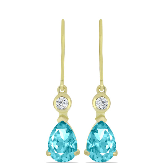 Goldplattierte Silberohrringe mit Paraiba Quarz und weißem Topas