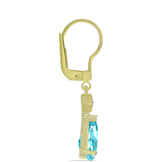 Goldplattierte Silberohrringe mit Paraiba Quarz und weißem Topas