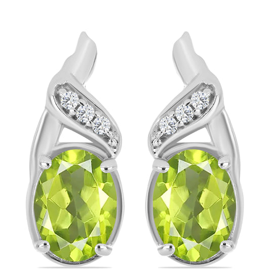 Silberohrringe mit Peridot aus Changbai und weißem Topas