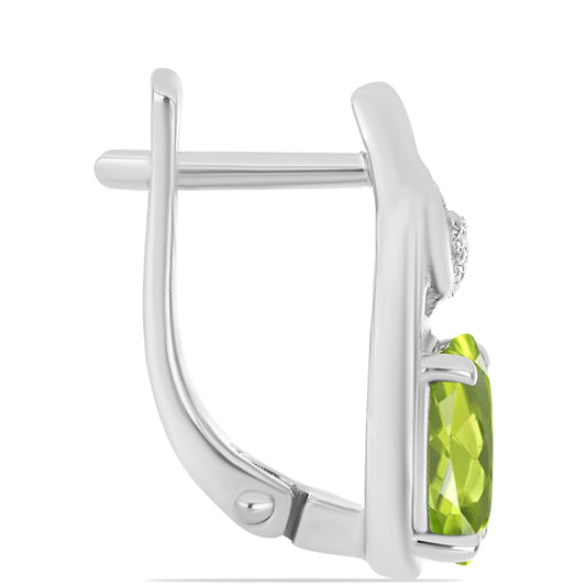 Silberohrringe mit Peridot aus Changbai und weißem Topas