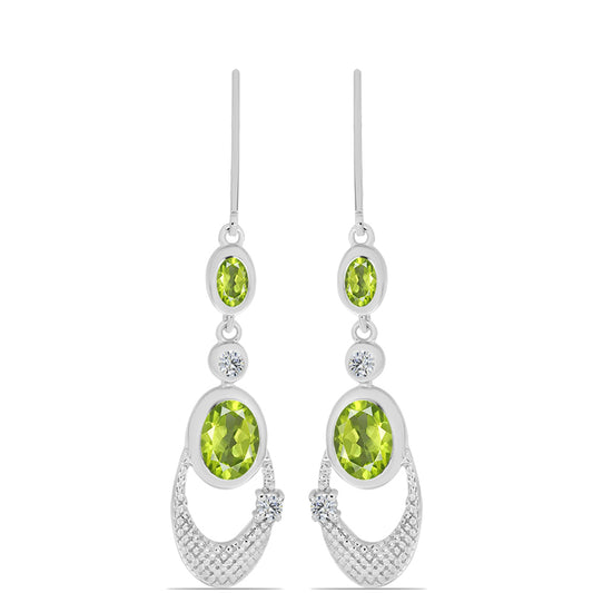 Silberohrringe mit Peridot aus Changbai und weißem Topas