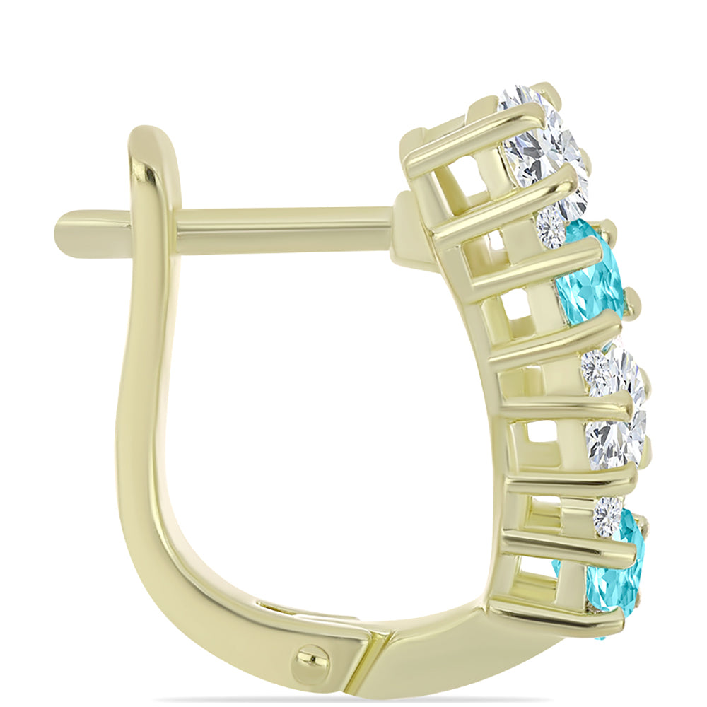 Goldplattierte Silberohrringe mit Paraiba Quarz und weißem Topas 2 