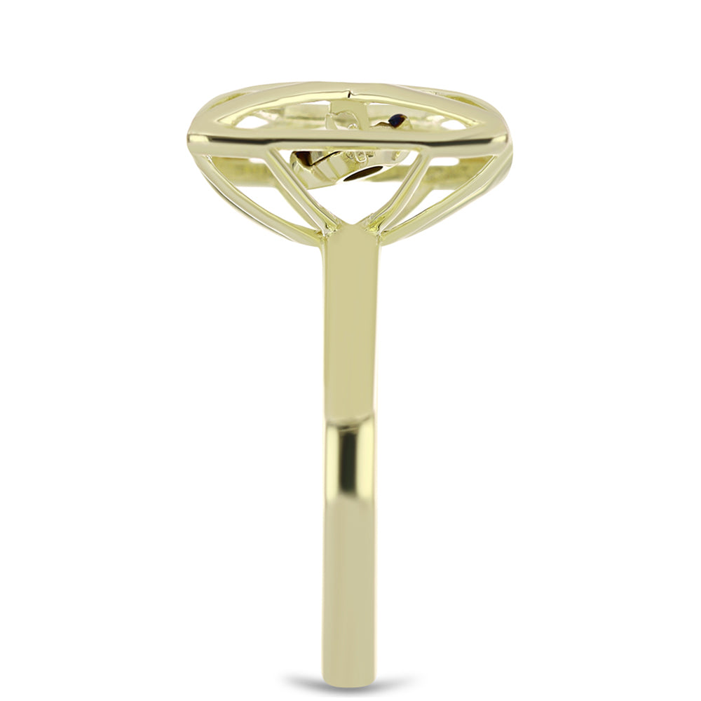 Goldplattierter Silberring mit blauem tanzendem Diamanten 4 
