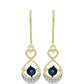 Goldplattierte Silberohrringe mit blauem tanzendem Diamanten und weißem Topas