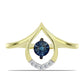 Goldplattierter Silberring mit blauem tanzendem Diamanten und weißem Topas