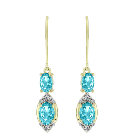 Goldplattierte Silberohrringe mit Paraiba Quarz und weißem Topas