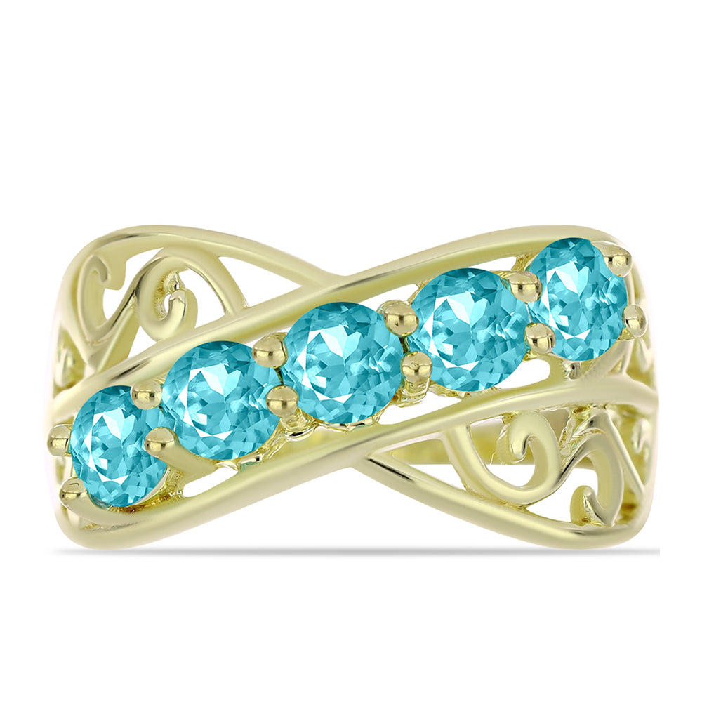Goldplattierter Silberring mit Paraiba Quarz