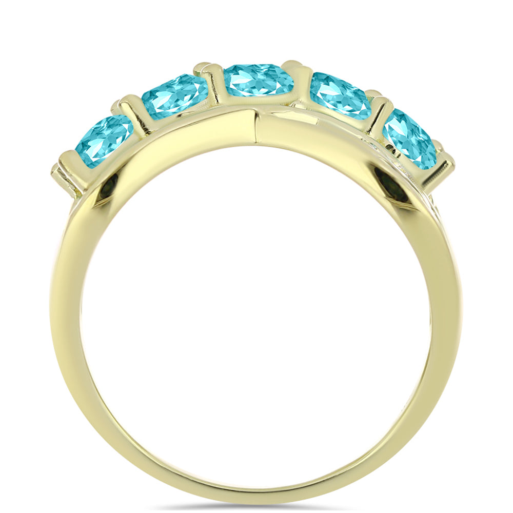 Goldplattierter Silberring mit Paraiba Quarz
