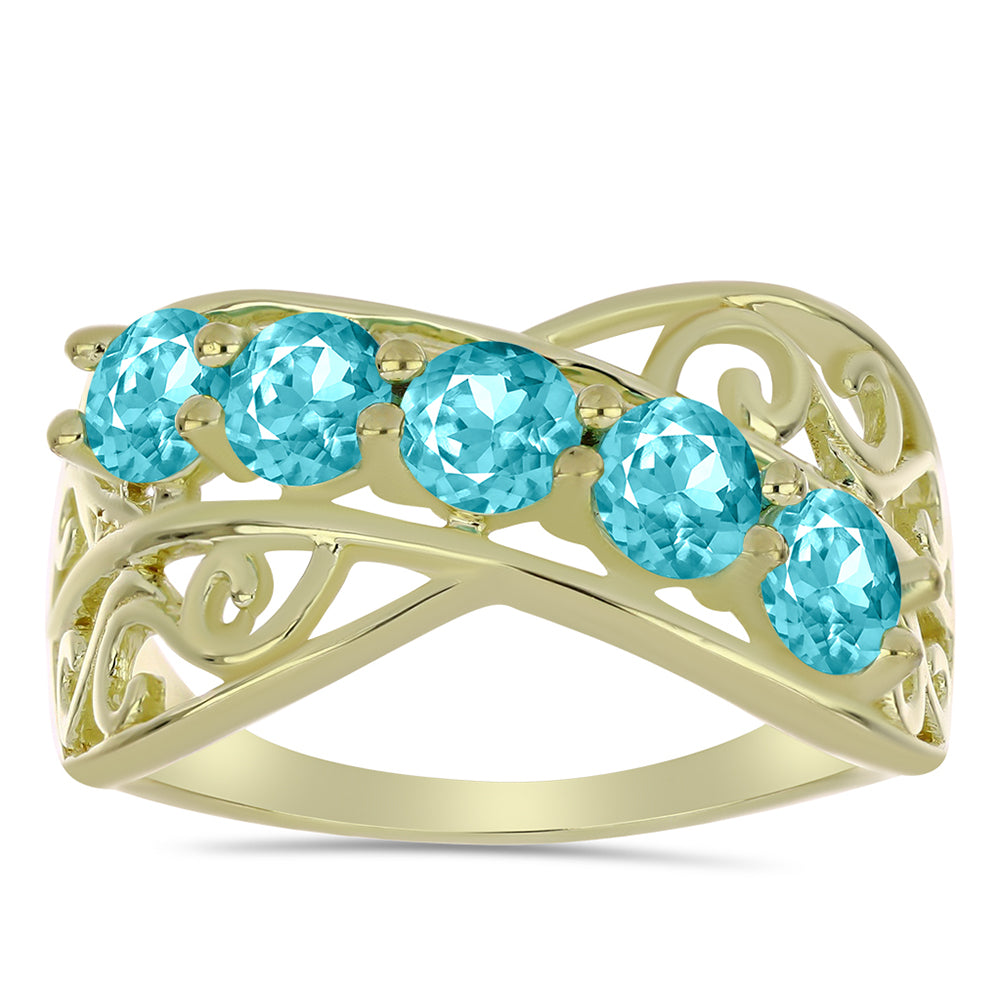 Goldplattierter Silberring mit Paraiba Quarz