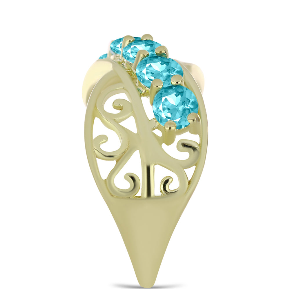 Goldplattierter Silberring mit Paraiba Quarz