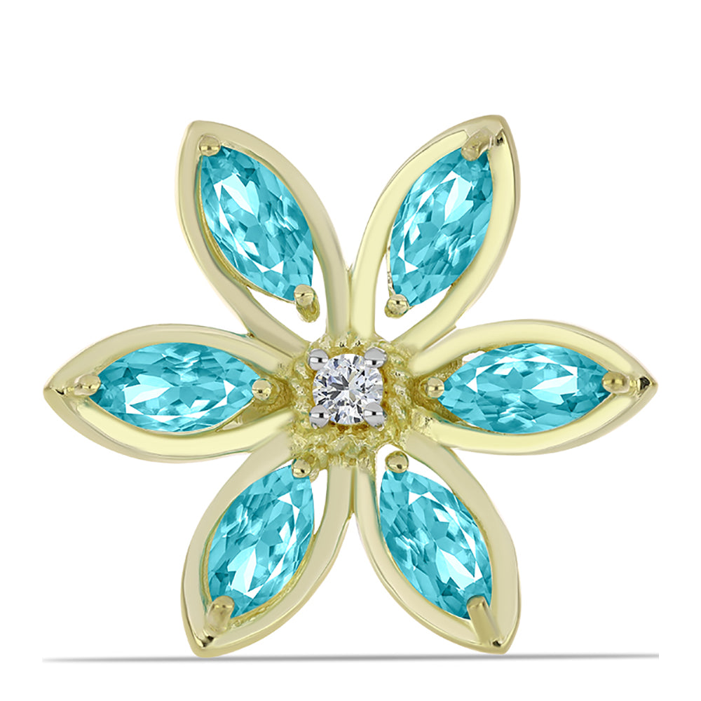 Goldplattierter Silberring mit Paraiba Quarz und weißem Topas