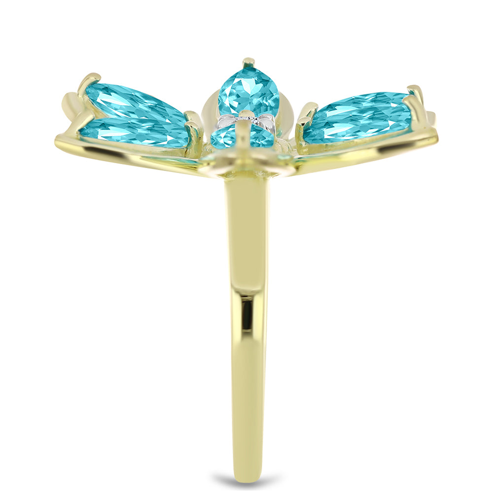 Goldplattierter Silberring mit Paraiba Quarz und weißem Topas