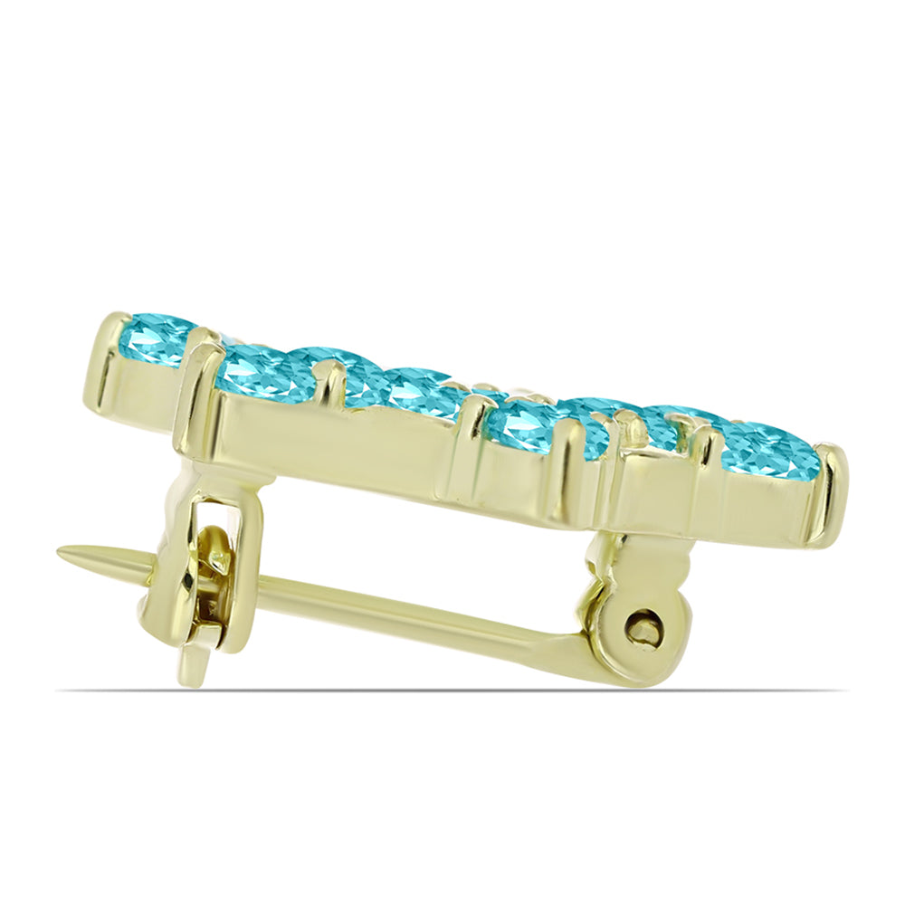 Goldplattierte Silberbrosche mit Paraiba Quarz 2 