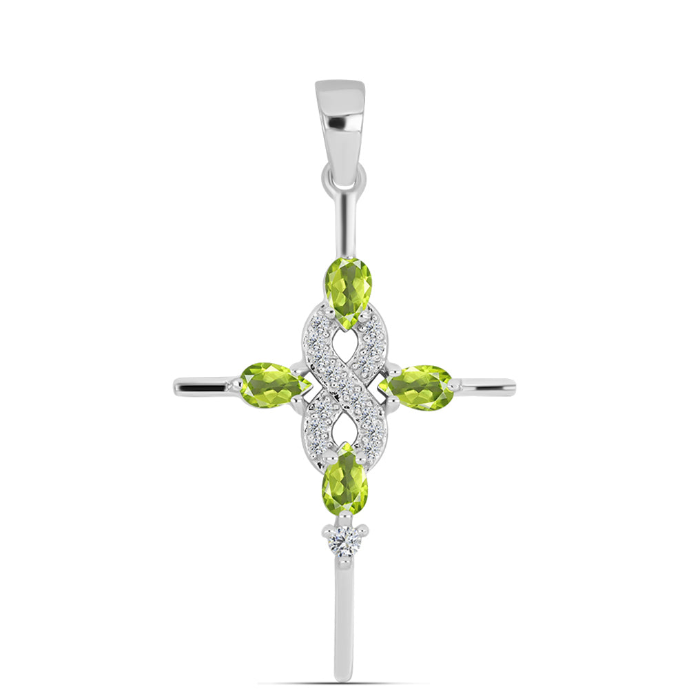 Silberanhänger mit Peridot aus Changbai und weißem Topas 1 