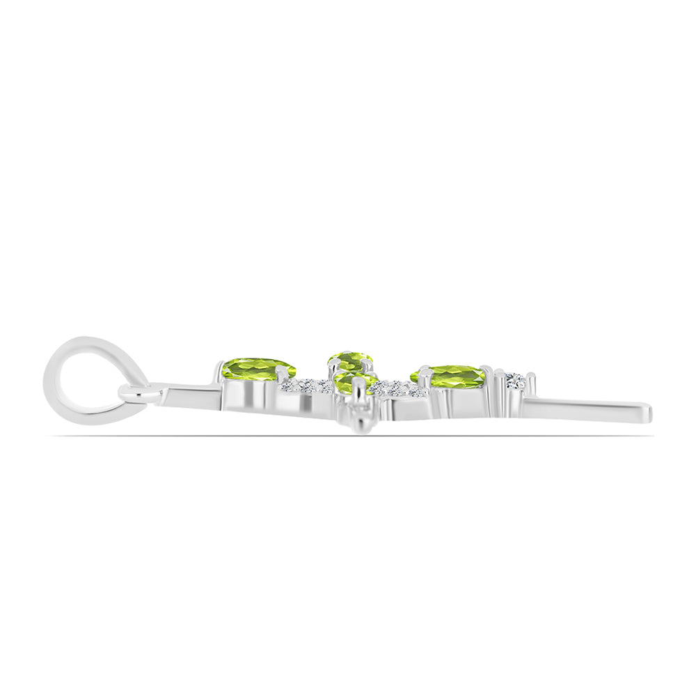 Silberanhänger mit Peridot aus Changbai und weißem Topas 2 