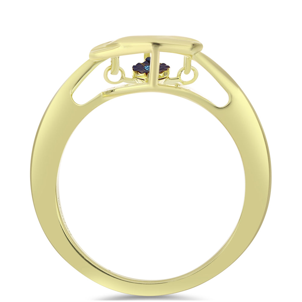 Goldplattierter Silberring mit blauem tanzendem Diamanten 2 