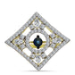 Goldplattierter Silberring mit blauem tanzendem Diamanten und weißem Topas