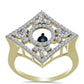 Goldplattierter Silberring mit blauem tanzendem Diamanten und weißem Topas