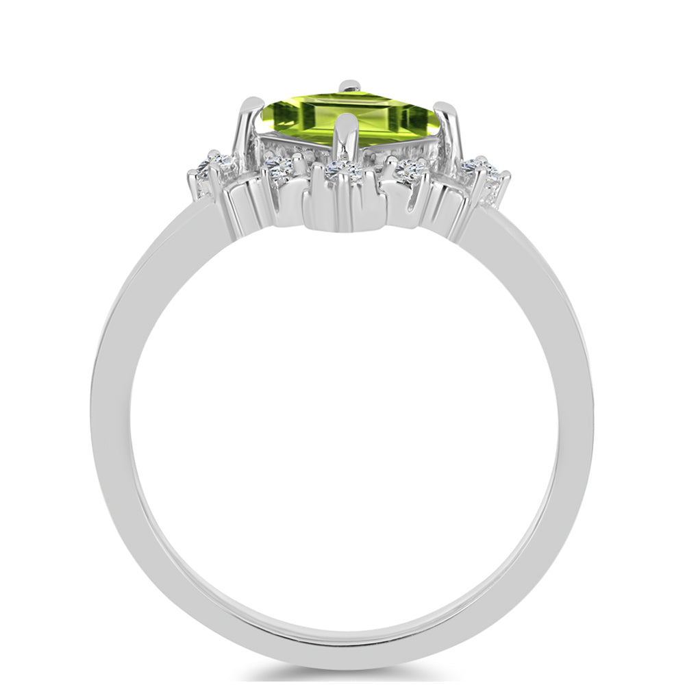 Silberring mit Peridot aus Changbai und weißem Topas 2 