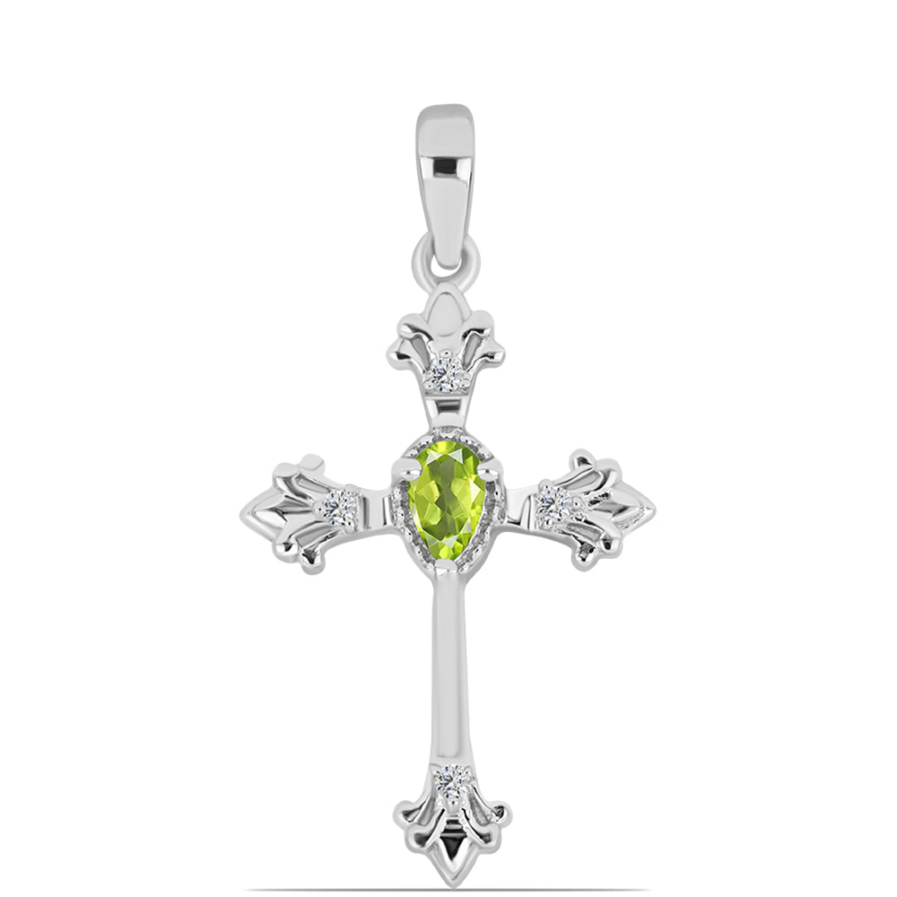 Silberanhänger mit Peridot aus Changbai und weißem Topas 1 