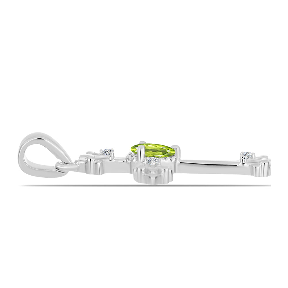 Silberanhänger mit Peridot aus Changbai und weißem Topas 2 