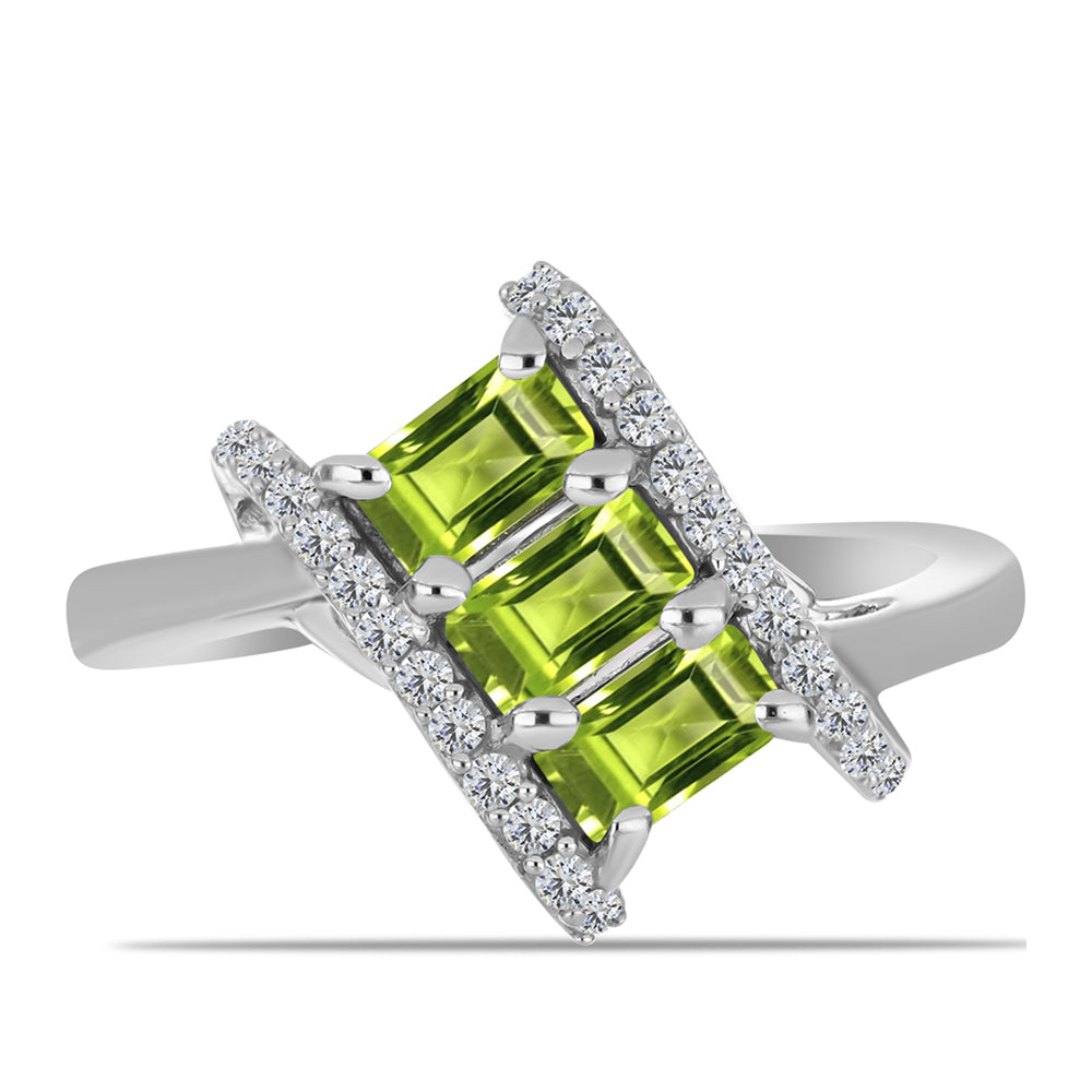 Silberring mit Peridot aus Changbai und weißem Topas 1 