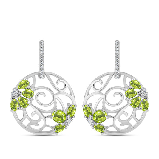 Silberohrringe mit Peridot aus Changbai und weißem Topas