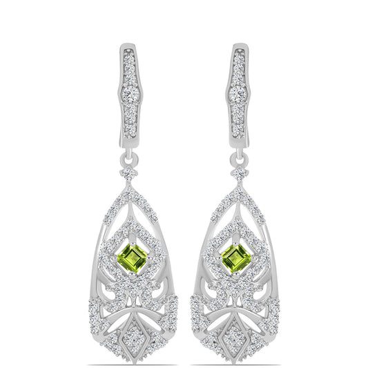 Silberohrringe mit Peridot aus Changbai und weißem Topas