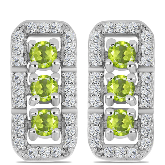 Silberohrringe mit Peridot aus Changbai und weißem Topas