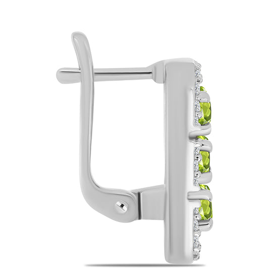 Silberohrringe mit Peridot aus Changbai und weißem Topas