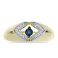 Goldplattierter Silberring mit blauem tanzendem Diamanten und weißem Topas